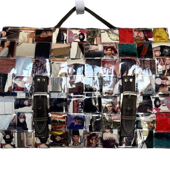 Designer Travel Weekend Bag/Large Tote Artisan Laminated Recycled Magazines - Picture 3 of 16